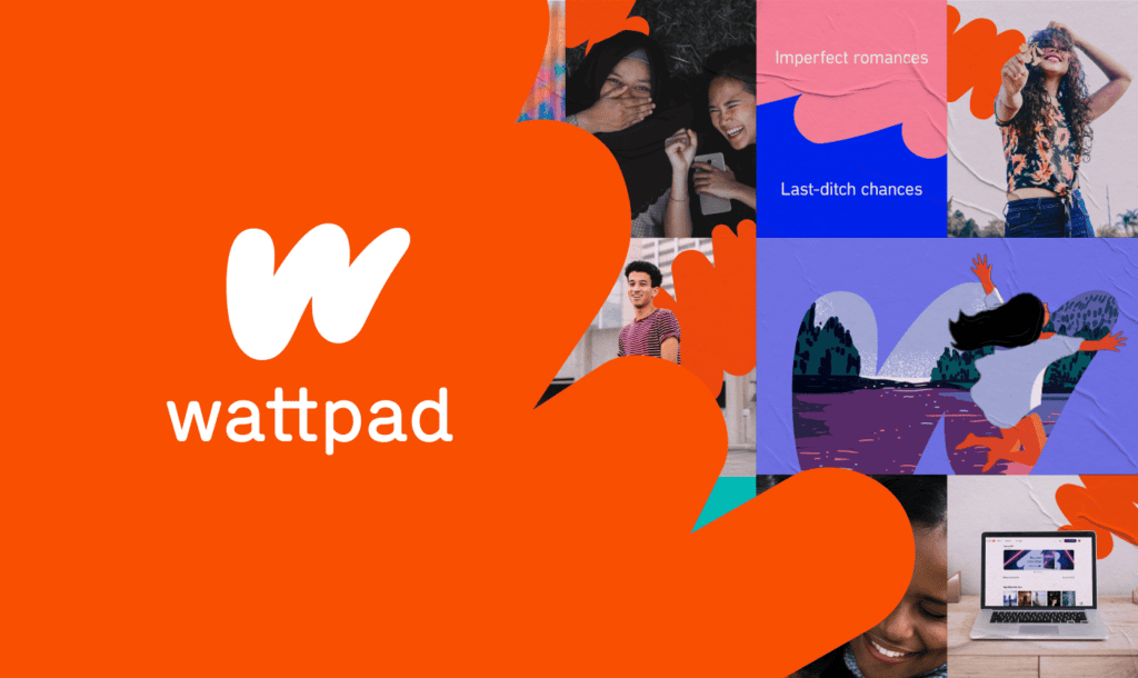 A collage of images with the logo of Wattpad on it.